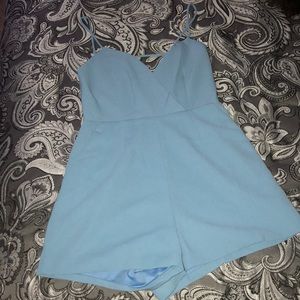 Baby blue zip up back romper